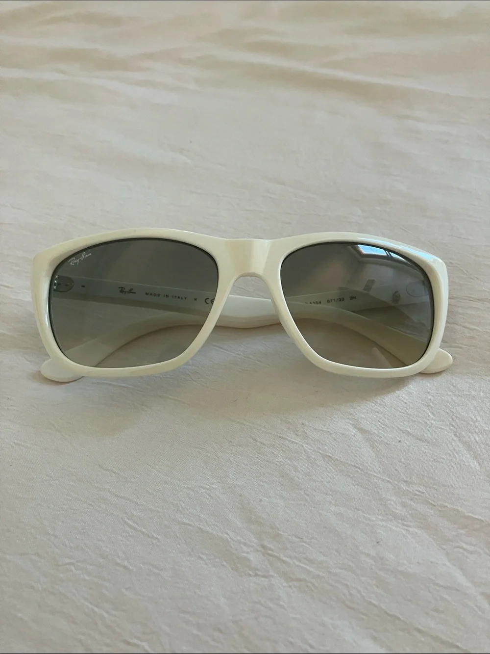 Polished white Ray-Bans, size OS